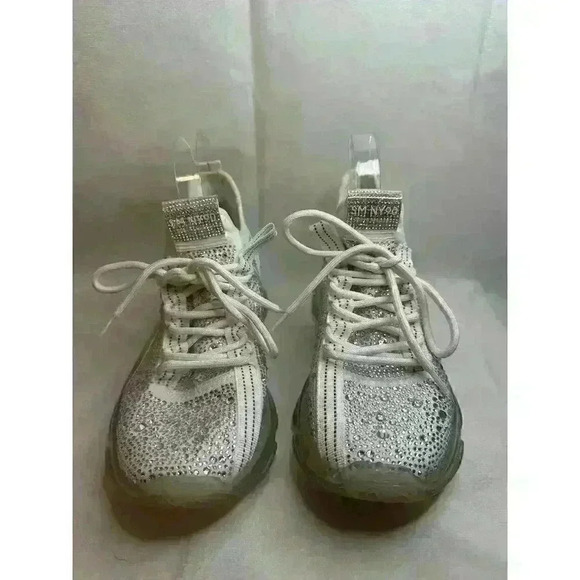 Steve Madden‎ Rhinestone Embellishment Maxima-R Women's White Tennie Shoe Sz 9 M - Picture 5 of 11